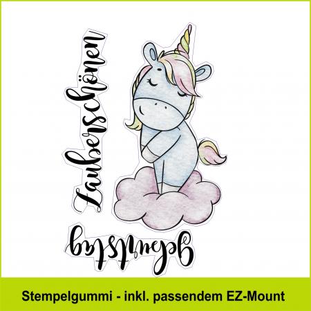 Einhorn auf Wolke - Stempelgummi 7,5x10,5cm